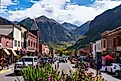 Busy day on Main Street in downtown Telluride, Colorado.