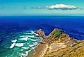Pacific ocean meets Tasman sea, Cape Reinga, New Zealand.