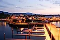 Night scene of Port Angeles in Washington state.