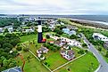 Aerial view of the lighthouse in Tybee Island, Georgia. Editorial credit: Dennis MacDonald / Shutterstock.com.