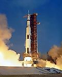 Apollo 11 launching from the Earth’s surface in 1969. Image credit: NASA