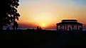 Sunset Gazebo Silhouette over Lake Erie Geneva-on-the-Lake, Ohio.