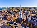 Aerial view of downtown Portsmouth, New Hampshire.