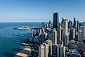Aerial view of the Chicago skyline in Illinois.