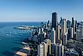 Aerial view of the Chicago skyline in Illinois. 