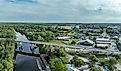 Aerial of Conway, small town on a bluff overlooking the Waccamaw River in South Carolina.