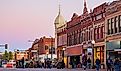 Historical buildings along a street in Guthrie, Oklahoma.