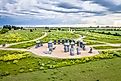 Carhenge, famous car sculpture created by Jim Reinders, a modern replica of England's Stonehenge using old cars. By marekuliasz / Shutterstock.com