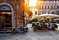 Old cozy street in Lucca, Italy, in the Tuscany region.