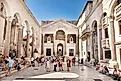 Split, Croatia: View of the central square within the Diocletian's Palace towards the entrance of Diocletian's quarters, Editorial credit: Giannis Papanikos / Shutterstock.com