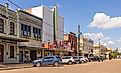 The old business district on Houston Street in Wharton, Texas. Editorial credit: Roberto Galan / Shutterstock.com