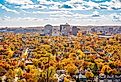 Beautiful fall views of New Haven and Yale University from the summit of East Rock Park. Image credit Winston Tan via Shutterstock.
