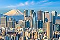 Tokyo, Japan with Mount Fuji in the background.