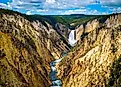 Yellowstone National Park, featuring iconic landscapes such as waterfalls. 