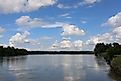 The calm waters of the Des Moines River in Iowa.