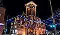 The New Bern City Hall Building Illuminated at Night With Christmas Lights and Decorations. Editorial credit: Kyle J Little / Shutterstock.com