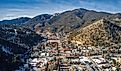 Aerial view of the Red River ski town in New Mexico.