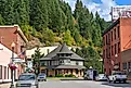 The old Railroad Museum in front of lush forests in Wallace, Idaho. Editorial credit: Kirk Fisher / Shutterstock.com