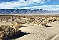 Salt flats on the bed of Owens Lake, seen from State Route 190 near Lone Pine, California.