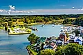 View of Chesapeake City from the Chesapeake City Bridge, Maryland.