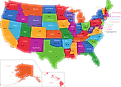 Map showing the US capital cities.