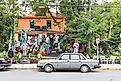 Street and storefront in the village of Woodstock, New York. Editorial credit: solepsizm / Shutterstock.com