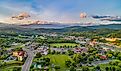 Aerial view of Pigeon Forge and Sevierville, Tennessee.