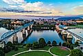 Aerial of Chattanooga Tennessee Skyline.