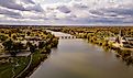 This aerial photo showcases downtown Saginaw, Michigan.