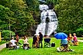 Montour Falls: A group of grown up students attending an art painting class, in the Shequaga Falls Park. Continued education, art school, people concept. Editorial Photo Credit: PQK Shutterstock.