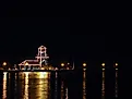 Observatory tower at night on Memphremagog Lake in Magog, Quebec. Shutterstock.com