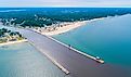 Aerial view of Grand Haven, Michigan.