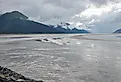Scenic view of Turnagain Arm, from the bore tide viewing spots in Anchorage area, Alaska.