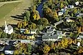 Aerial view of Waitsfield, Vermont.