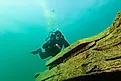 SCUBA diver exploring Lake Superior. 