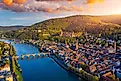 Aerial view of Old Town Heidelberg, Germany. Via Shutterstock / Daliu.