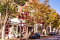 Shady Trees line the Sidewalk in the New Bern Historic District. Editorial credit: Wileydoc / Shutterstock.com