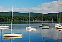 An idyllic day on the lake in the Berkshire Mountains near Pittsfield, Massachusetts.