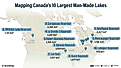 infographic showing 10 Largest Man-Made Lakes In Canada 