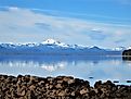 Beautiful panoramic view of Mount Lassen from Lake Almanor.