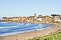 The beach and town in North Berwick, Scotland.