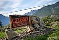 Lillooet, Guaranteed Rugged sign, British Columbia, Canada.