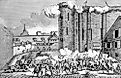 The storming of the Bastille, 1789, part of the French Revolution.