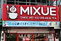 Mixue ice cream and tea cafe signage. Editorial credit: Opasbbb / Shutterstock.com