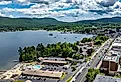 Aerial view of Lake George, New York.