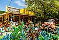 Colorful shop with artwork on display in Wimberley, Texas. (Image credit Fotoluminate LLC via Shutterstock)