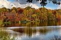 Centennial Lake, fall color reflection in Centennial Park, Columbia, Maryland.