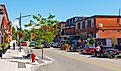 Historic commercial buildings on Rue Principale O Street in downtown Magog, Quebec. Wangkun Jia / Shutterstock.com