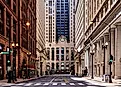 Corner of LaSalle & W. Adams St where the Home Insurance Building once stood, Chicago, Illinois. 