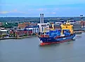 A freighter at the Port of Savannah in Georgia. Editorial credit: Darryl Brooks / Shutterstock.com